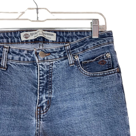 Harley Davidson Bootcut Motorcycle Riding Blue Denim Medium Washed Jeans Size 8 - Picture 7 of 15